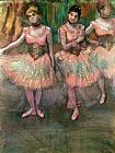 Edgar Degas Famous Paintings - Dancers wearing salmon coloured skirts